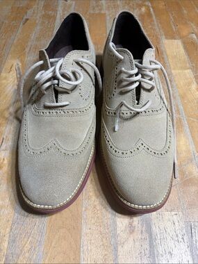 Cole Haan Men's Suede Wingtip Oxfords in Light Beige